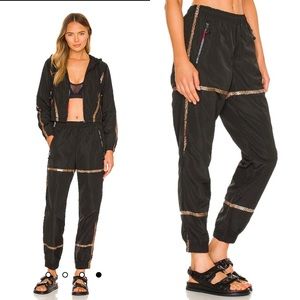 NWT Adam Selman Sport Taped Track Pants in Black/Leopard Small $175